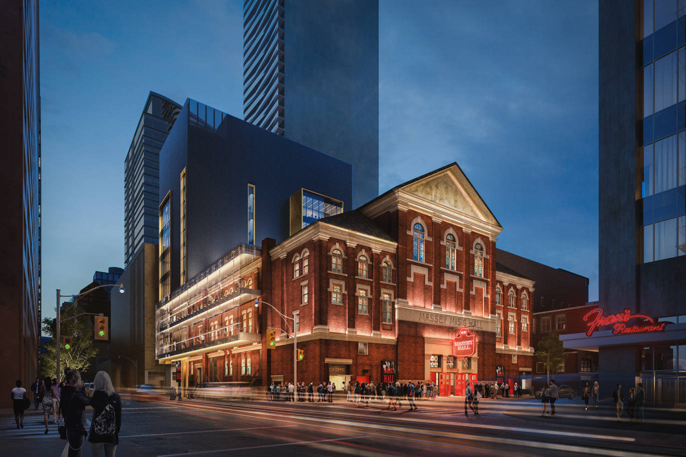 Revitalized Massey Hall exterior facade