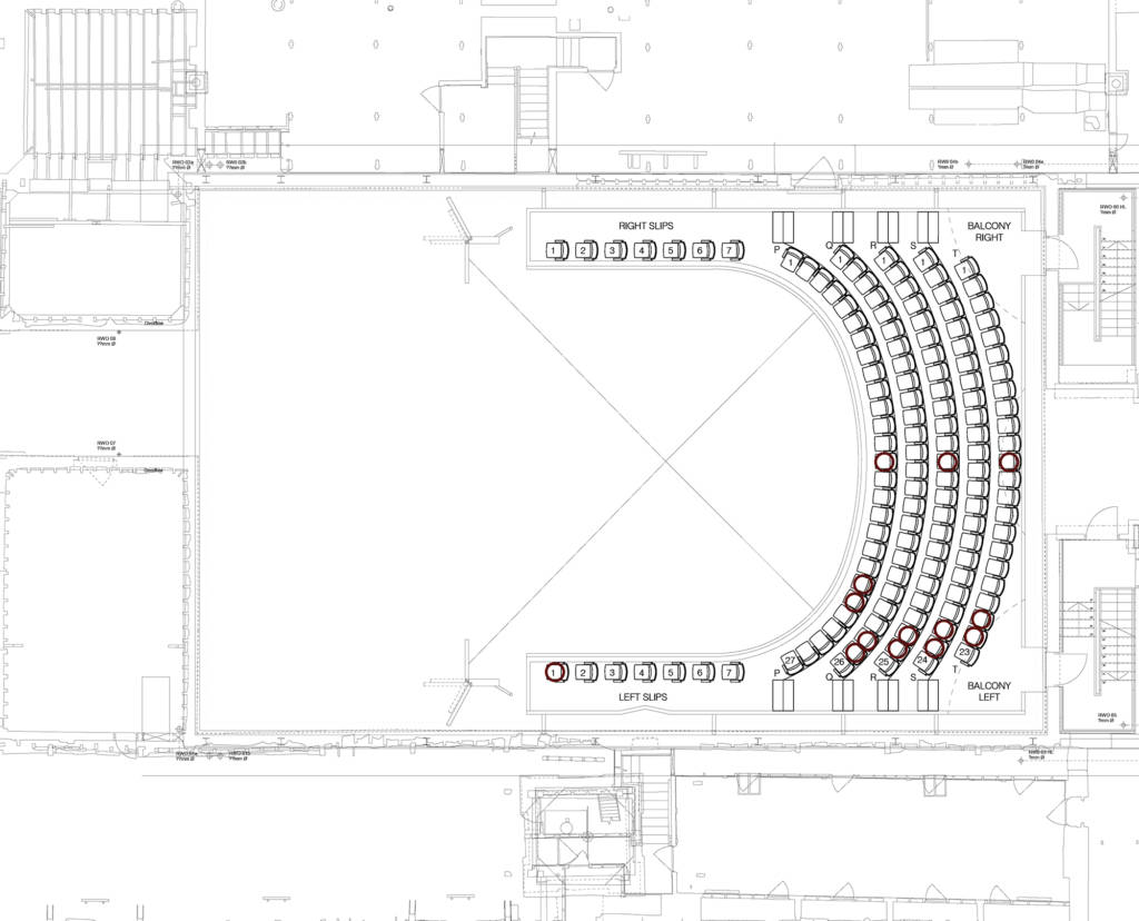 Nevill Holt Opera House balcony sightlines plan