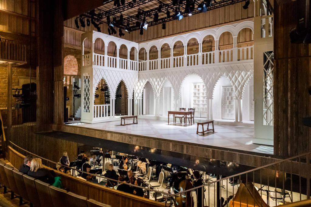 Nevill Holt Opera House interior, The Marriage of Figaro on stage, 2018